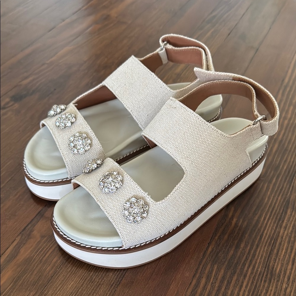 Ganni Juta platform Sandals with crystal detail Size 39 NEW